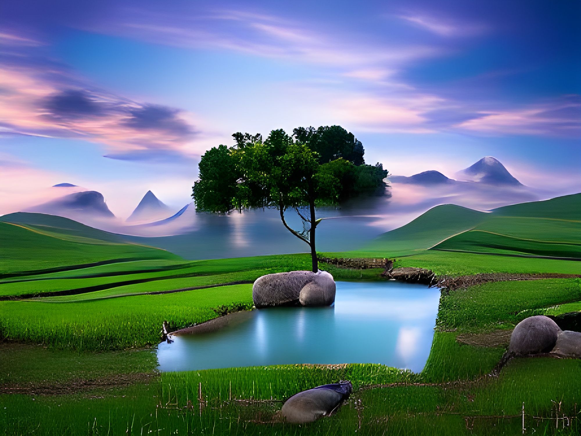 Serene And Tranquility Landscape - AI Generated Artwork - NightCafe Creator