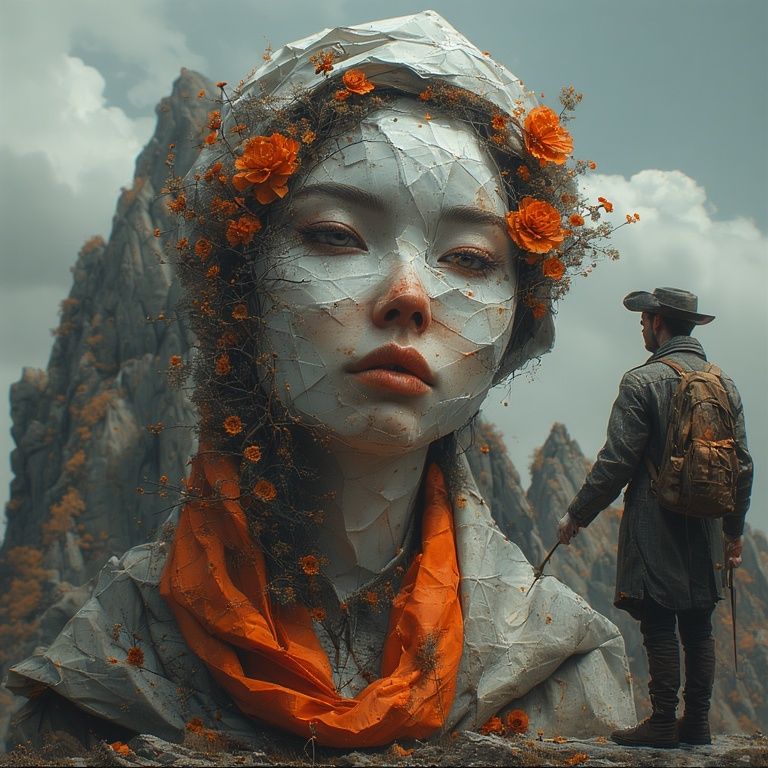 Papercut with mountaineer