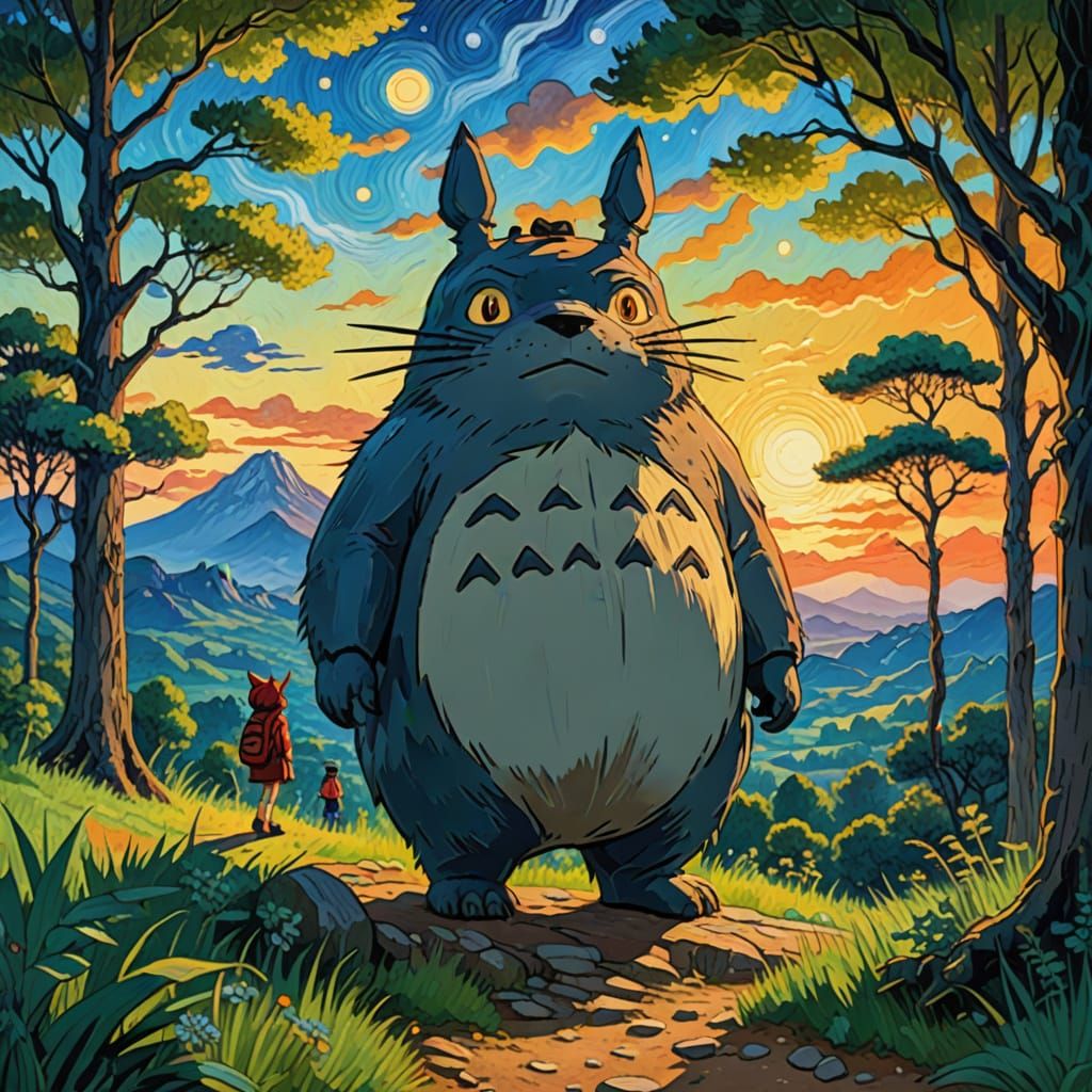 Totoro as painted by Van Gogh  by @Gissehel