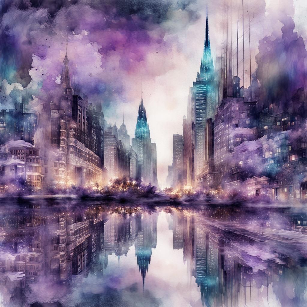 skylines and city lights
