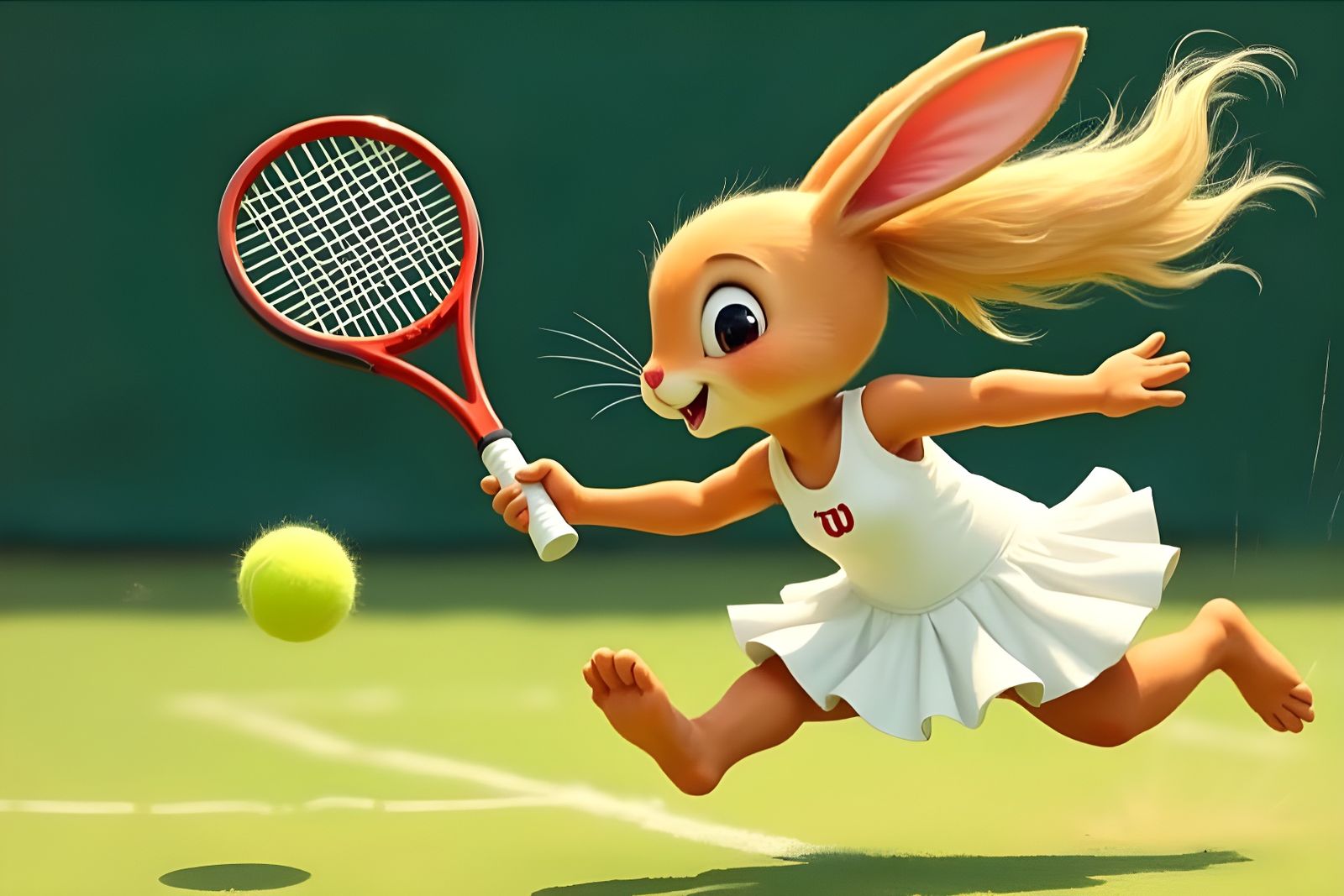 Young tennis bunny training and dreaming of Bunbledon  by @Gary Murakami