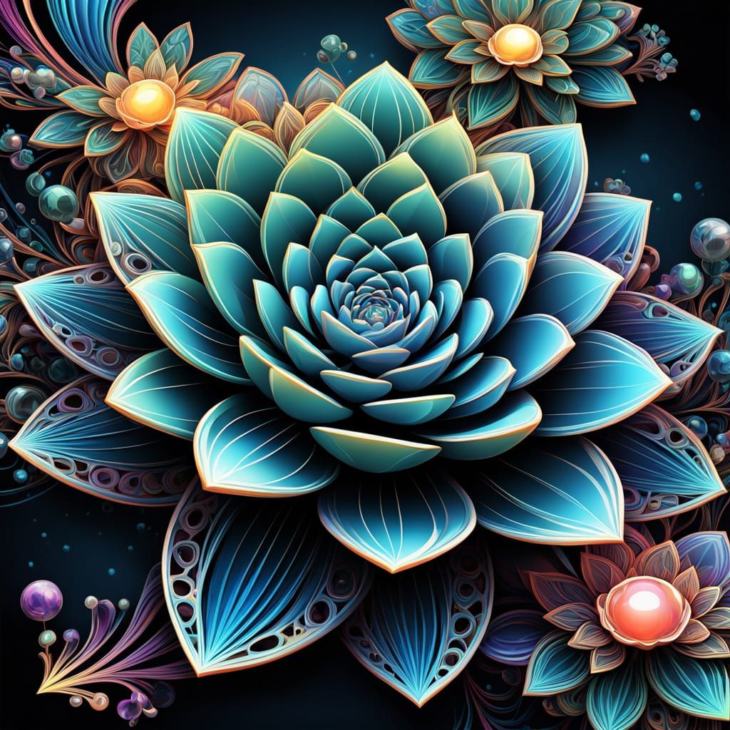 Luminous Apothecary Bookstore with Iridescent Gems and Pearl...