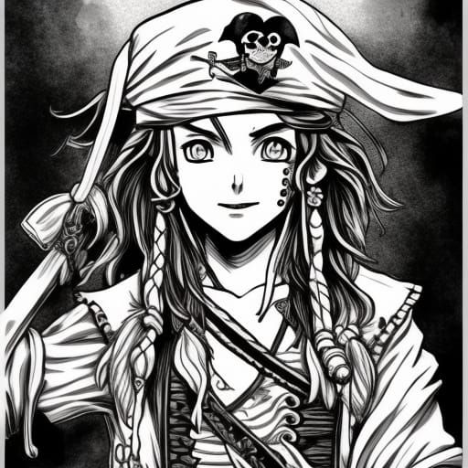 pirates of Caribbean coloring page black and white  by @undefined