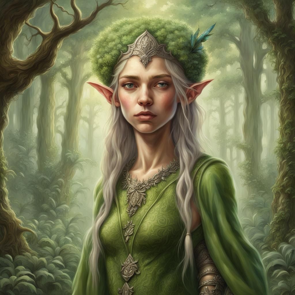 portrait of an elf healing the forest, magical, masterpiece, ultra ...