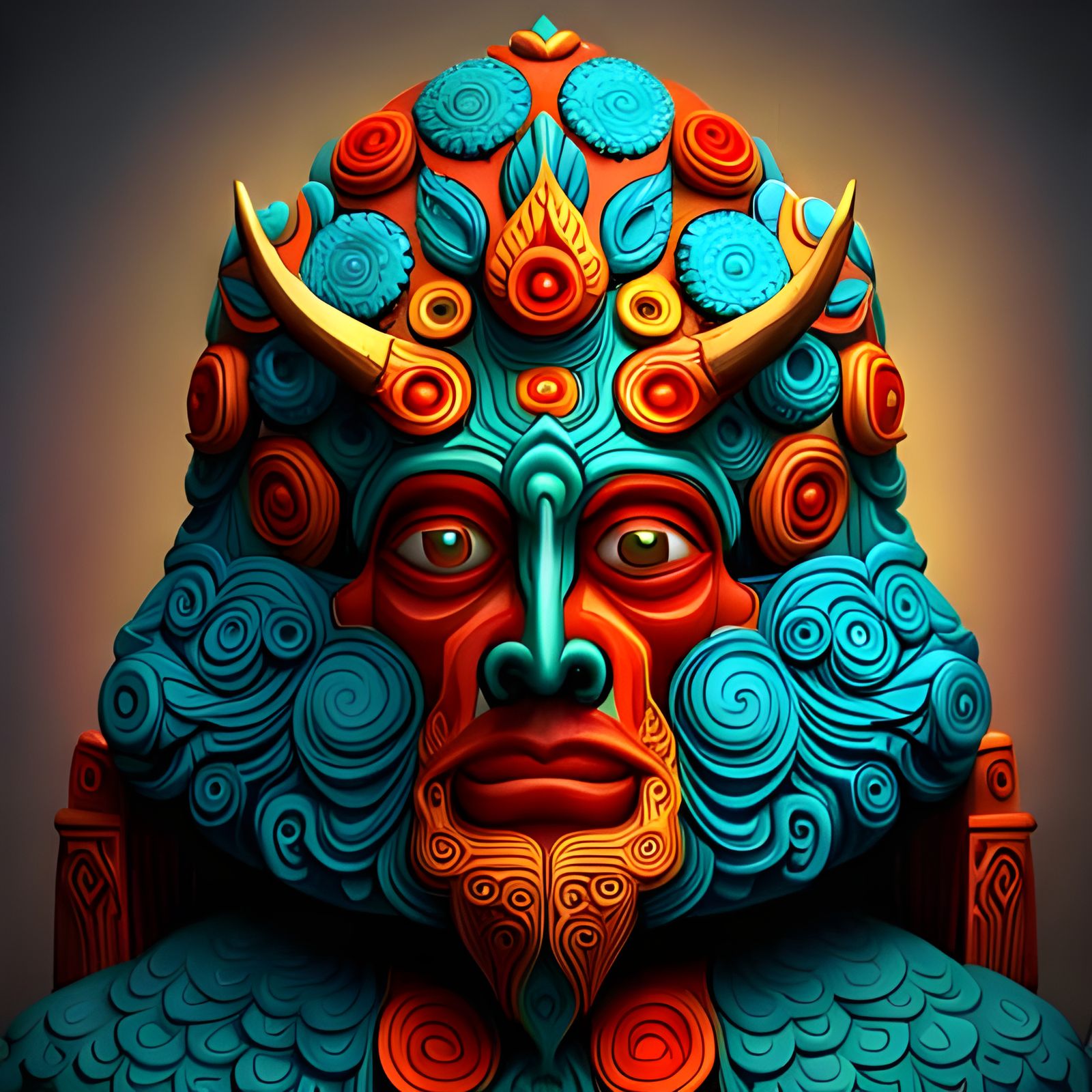Stone Ayahuasca God Head Statue in Detailed 3D Render