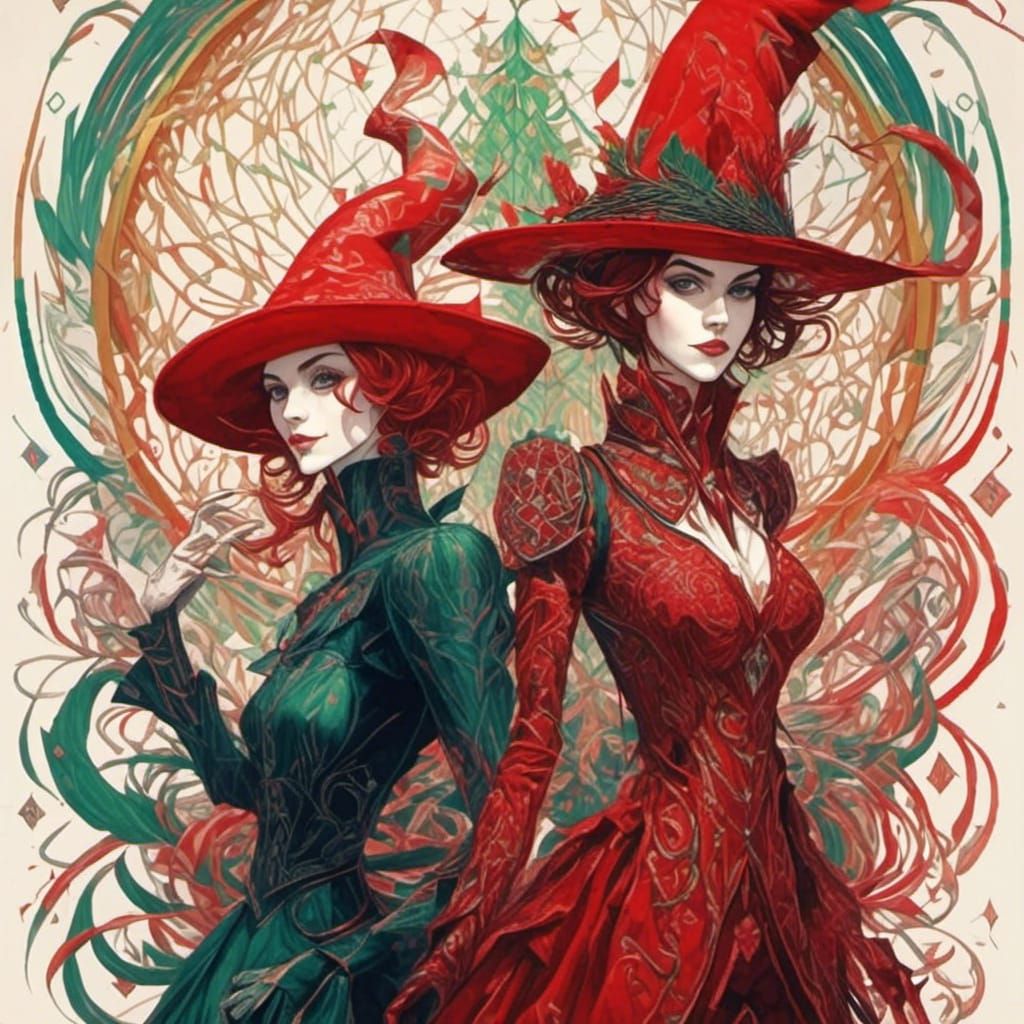 <lora:Peppermint Snow:1.0> Red Witches 