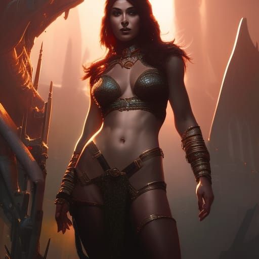 petite harem woman, large bust, loin cloth, attractive outfit, a  masterpiece, 8k resolution, dark science fiction concept art, by Greg  Rut - AI Generated Artwork - NightCafe Creator