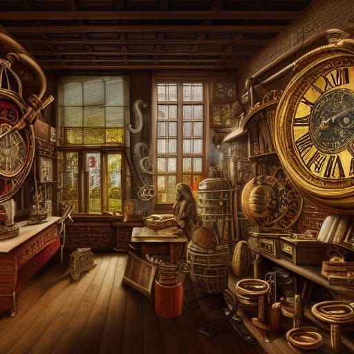 The old clockmaker's shop AI Generated Artwork NightCafe Creator