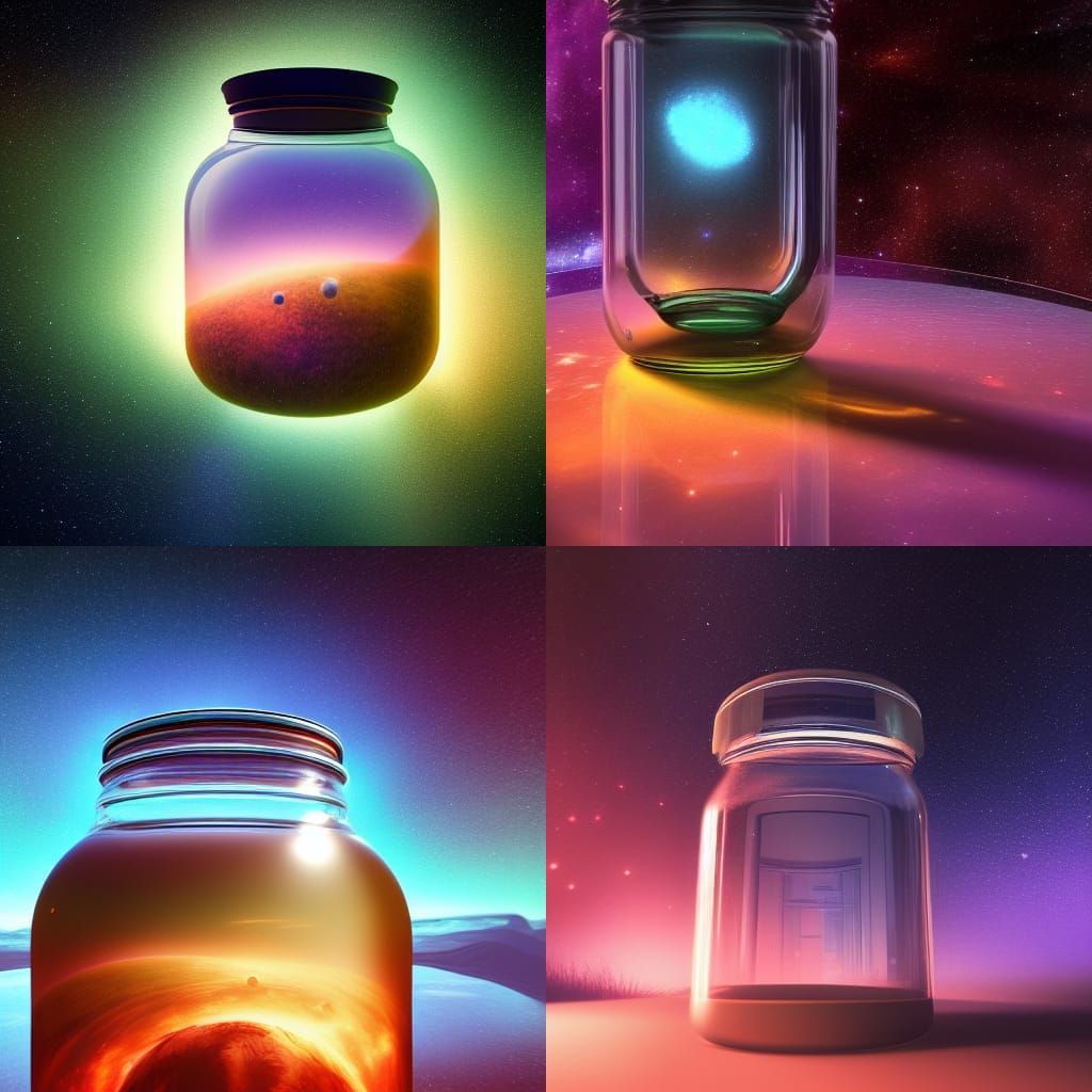 The universe inside of a jar 8k resolution concept art hyper...