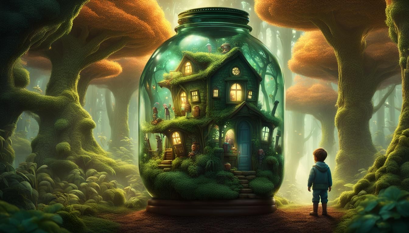 An a boy in the forest. The oompa loompa will have his own little treehouse inside the bottle and...