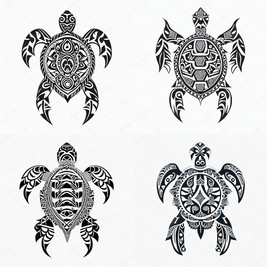 black and white vector image of Hawaiian Tribal Sea Turtle, Māori ...