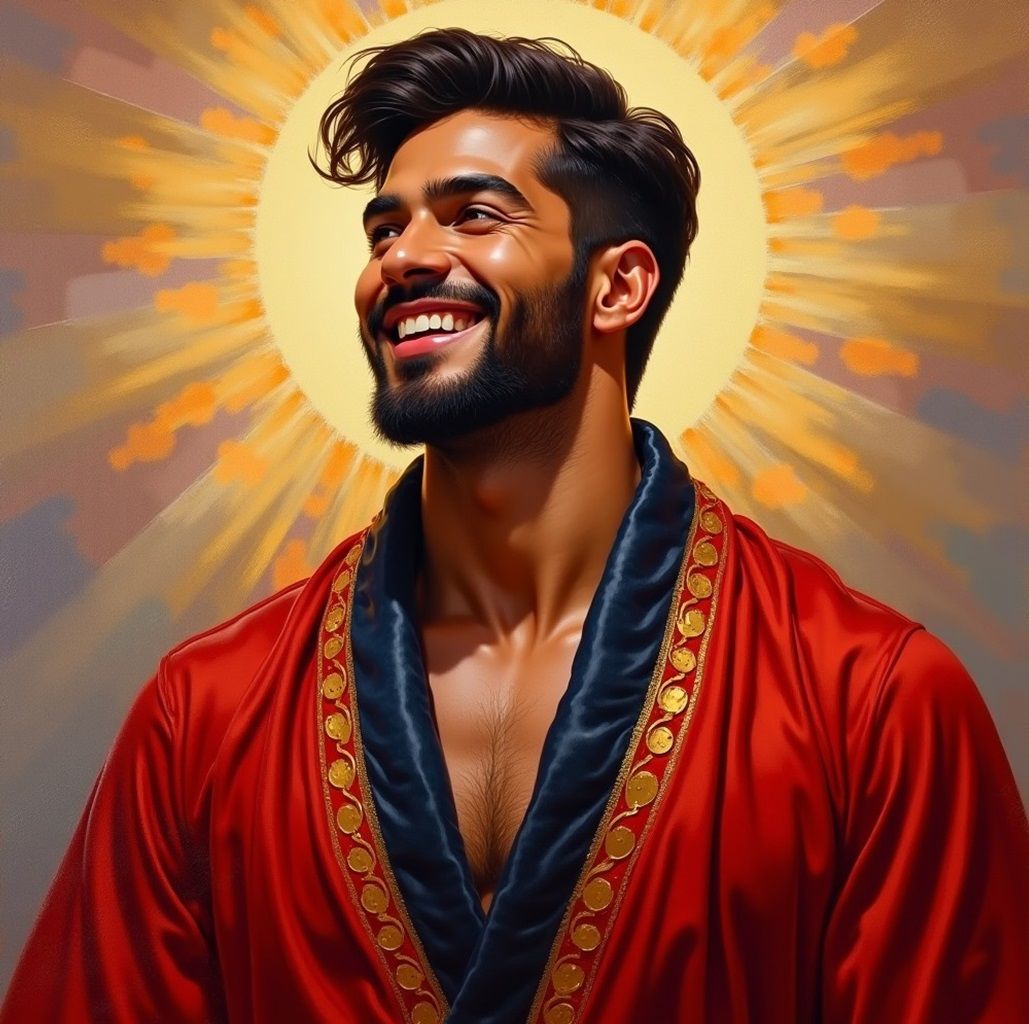 A joyful bearded man