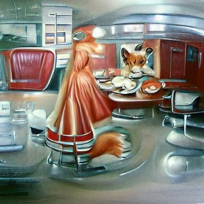 Fox woman oil painting by James Gurney