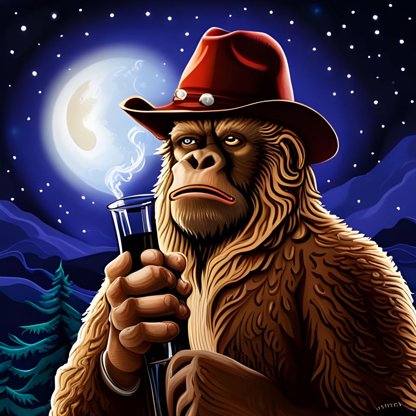 OG Western Sasquatch Night Cap - AI Generated Artwork - NightCafe Creator