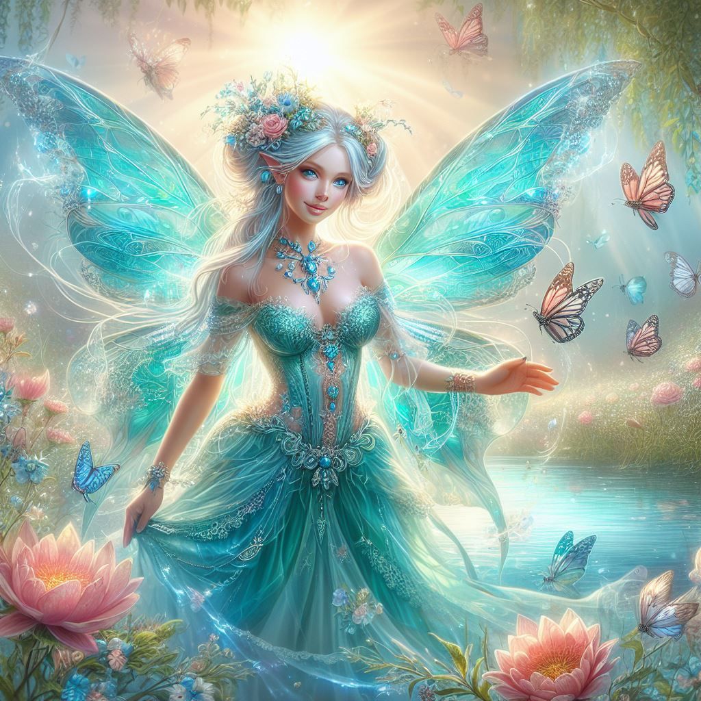 Aqua Fae with Flowers