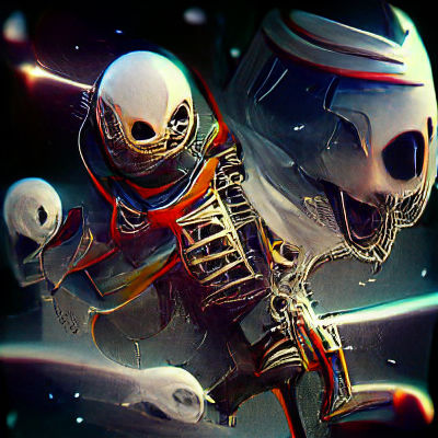 Scary skeleton astronaut in space trending on Artstation