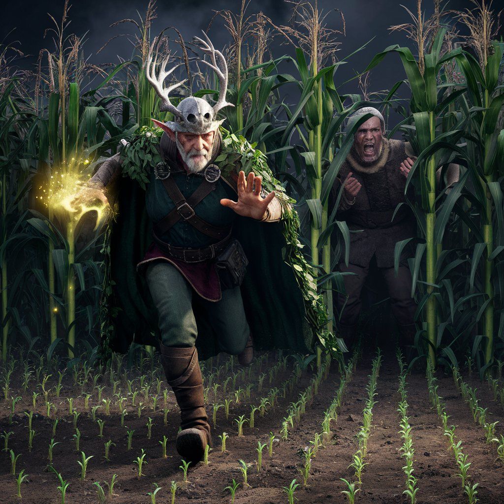 Caught visiting the farmer's daughter, he casts Plant Growth...