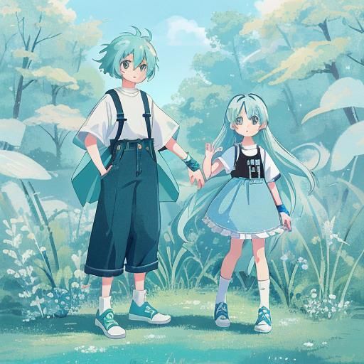 18 years, long light blue hair, 6' 7'' white crop-top, light...