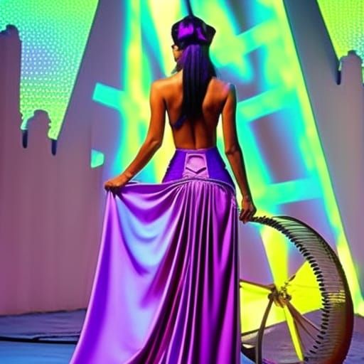 Women in revolutionary clothes. Intricate detail. Purple.