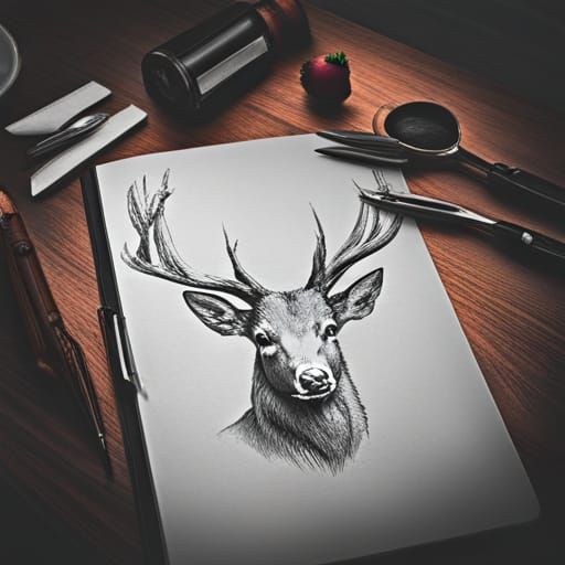 Drawing deer head
