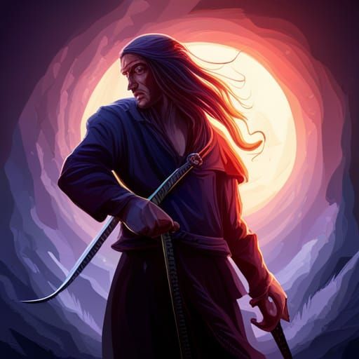 A mysterious figure coming out of the shadows with a scary s...