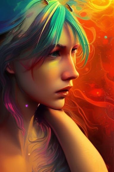 Psychedelic Dragon Portrait: Vibrant Abstract Concept Art