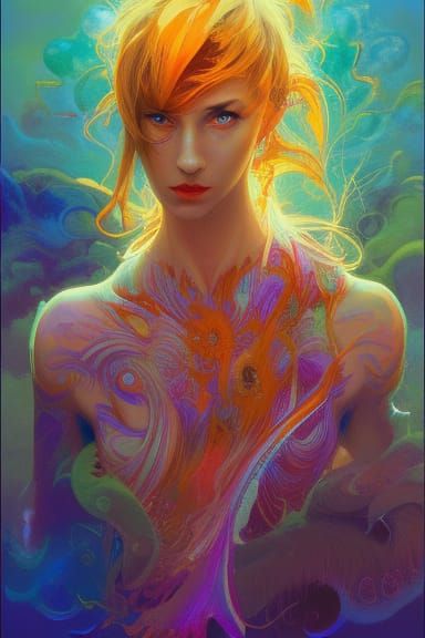 Psychedelic Dragon Portrait: Vibrant Abstract Concept Art
