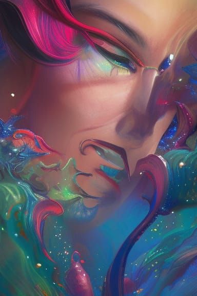 Psychedelic Dragon Portrait in Vibrant Abstract Art