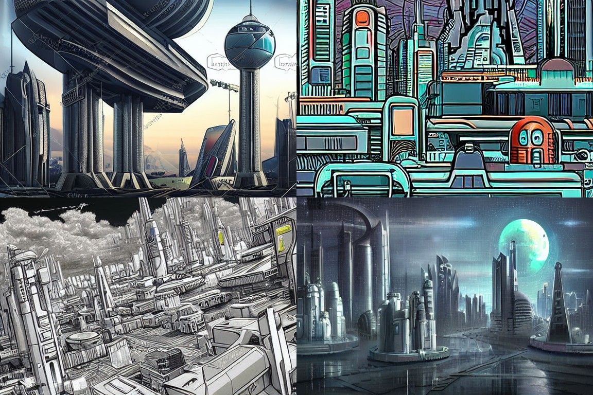 Sci-fi city in the style of Cynical realism