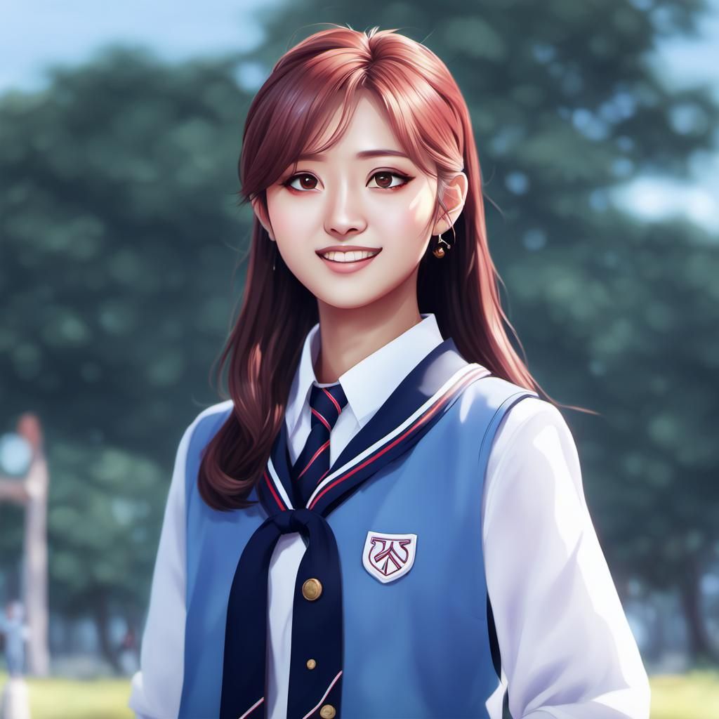 K-pop girl Tzuyu from Kpop group Twice in korean student middle school ...