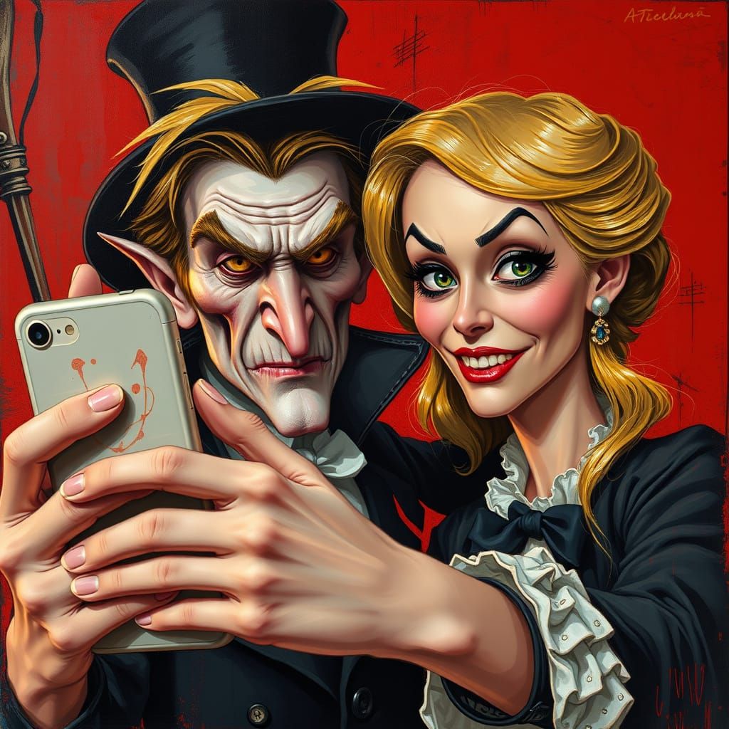 Blonde Vampire Takes Selfie with Brigitte Macron in Vibrant ...