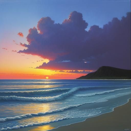 White beaches and blue crystal waters with a beautiful sunse...