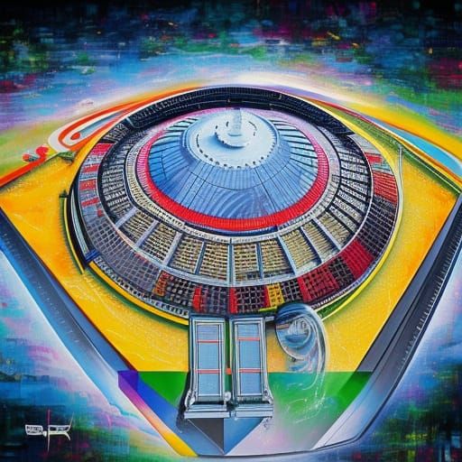 Lego Houston Astrodome from the 1970's hyper realistic