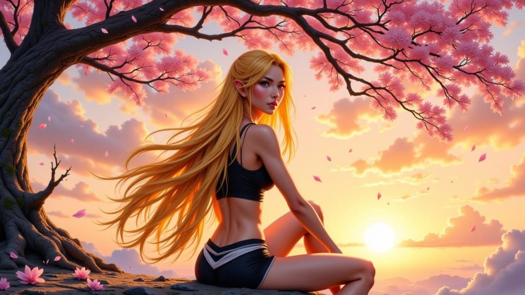 <lora:Hyperrealism Loves U:1.0> A female dragon-ball Z warrior of Asian descent, she has long golden glowing hair in the shape of the dragon...