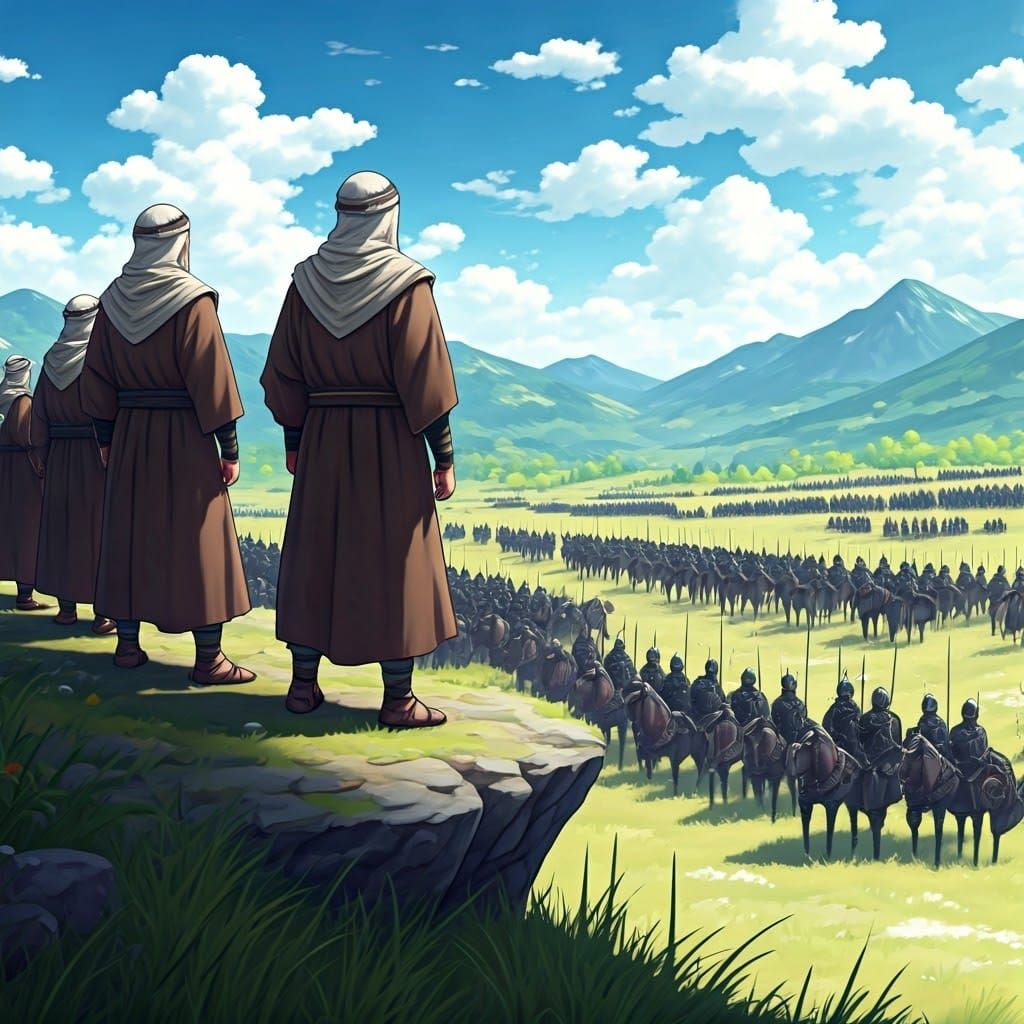 Ancient Warriors Stand at Hilltop Battleground in Epic 3D An...