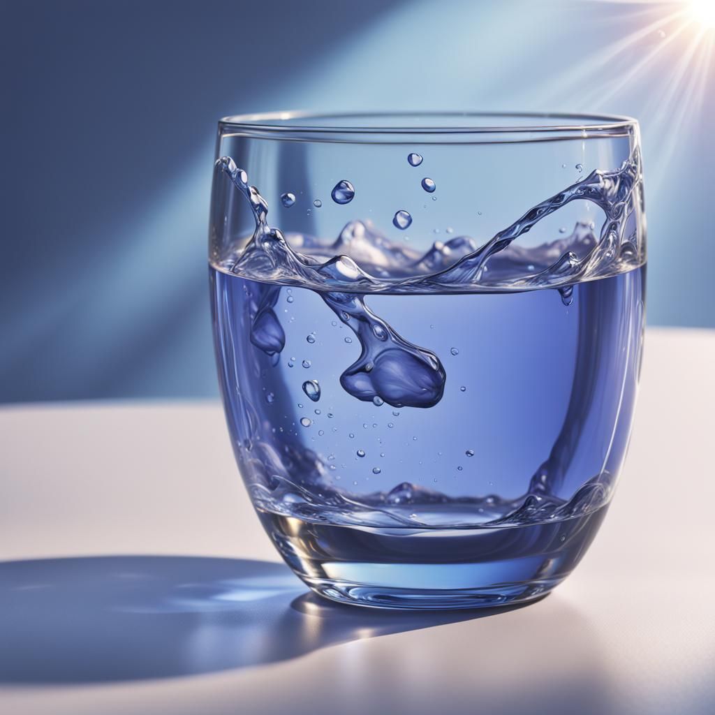 Periwinkle, water, sun, glass cup
