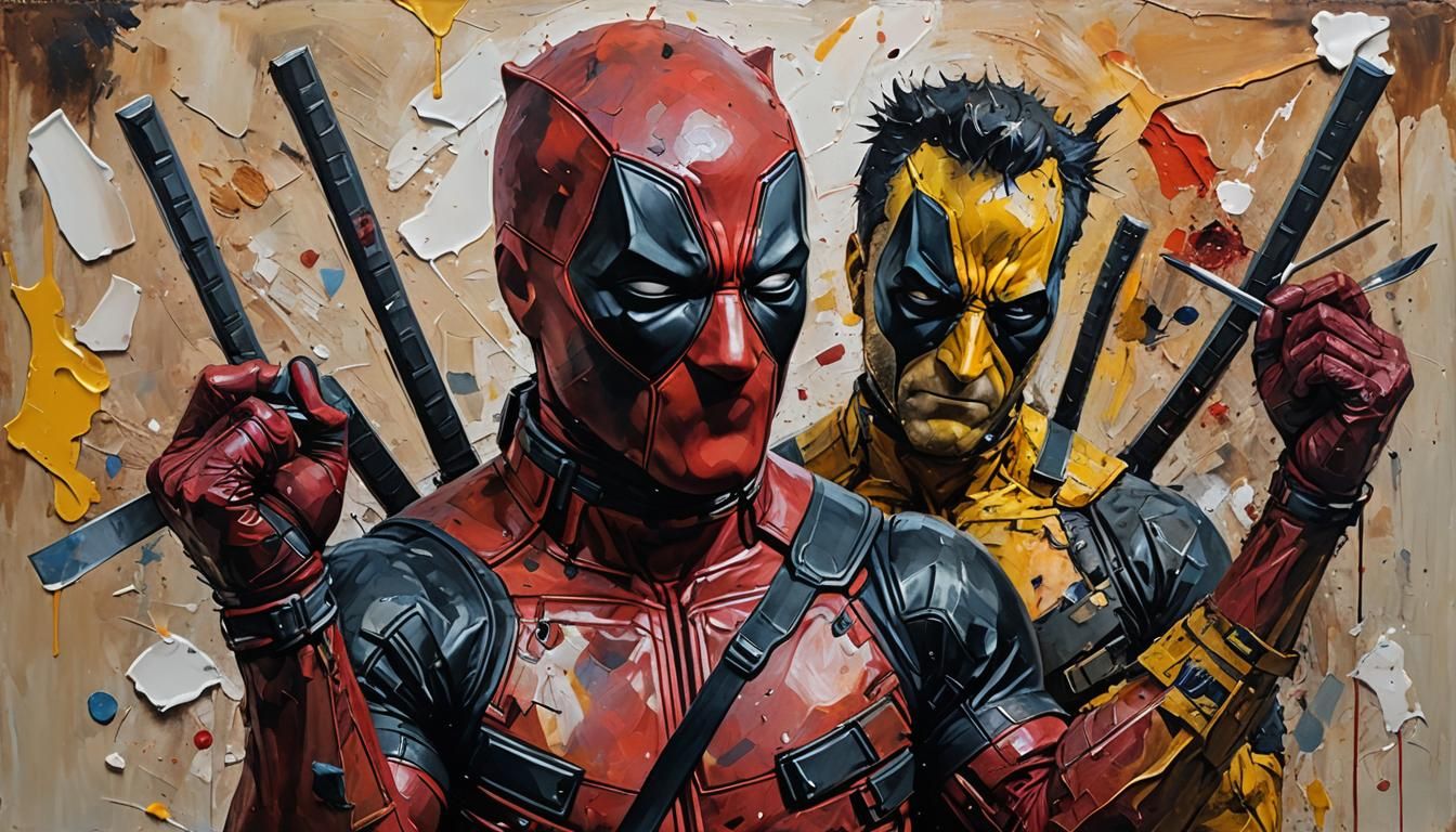 Deadpool vs wolverine in impasto painting - AI Generated Artwork ...