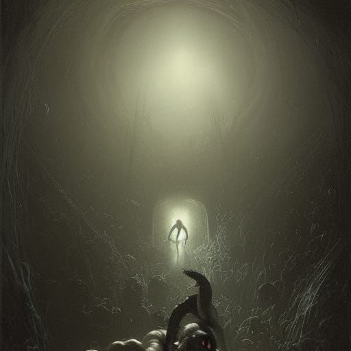 Gloomly, The Baby Spider horror Gustave Doré Greg Rutkowski
