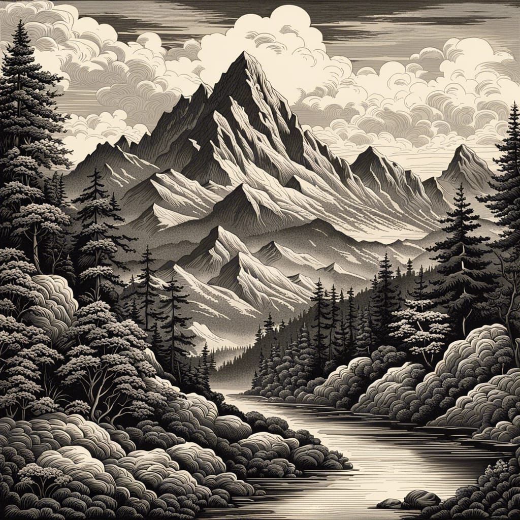 Mountain Scene - AI Generated Artwork - NightCafe Creator