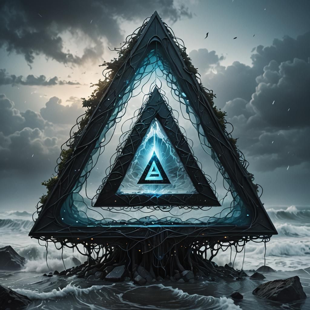 "A captivating 3D render of an optical illusion, illuminated...