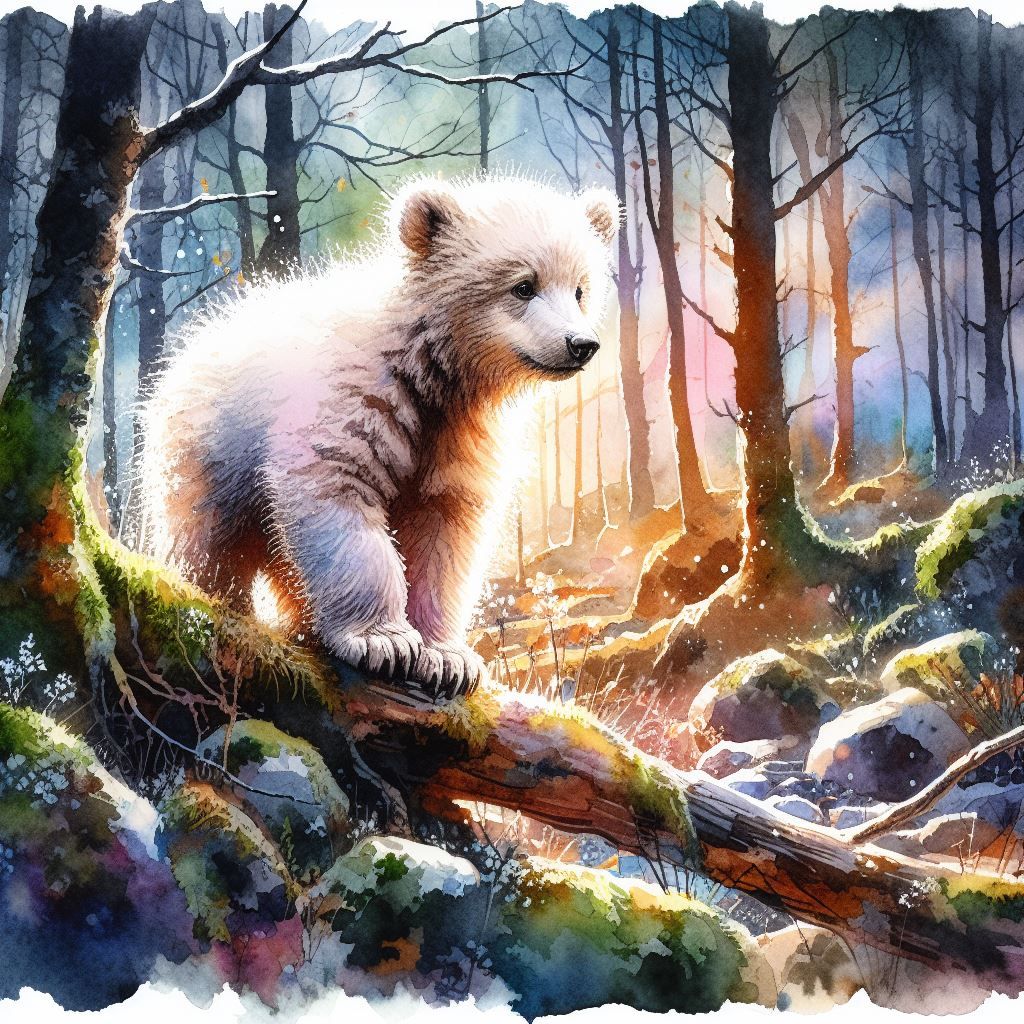 Spirit bear cub in the rainforest