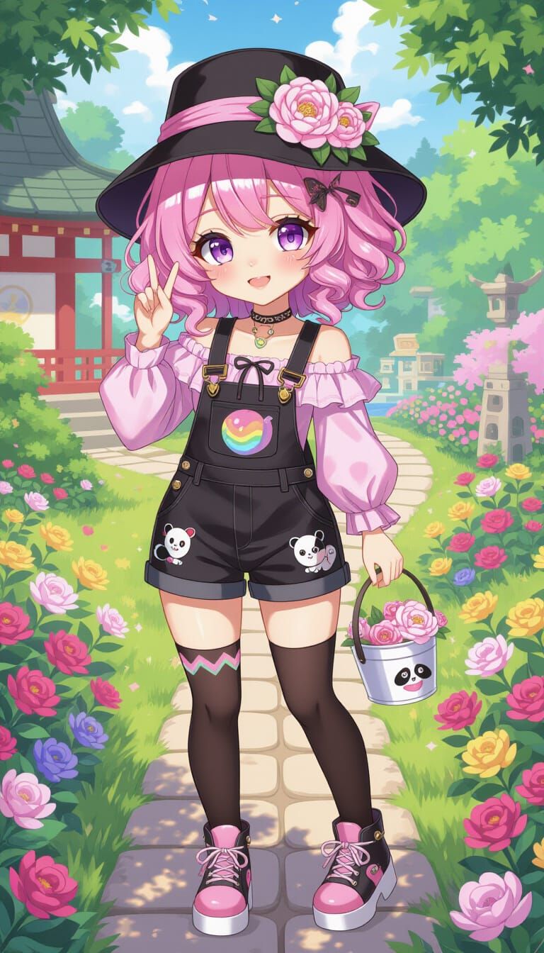 Cute Peony in the summer garden