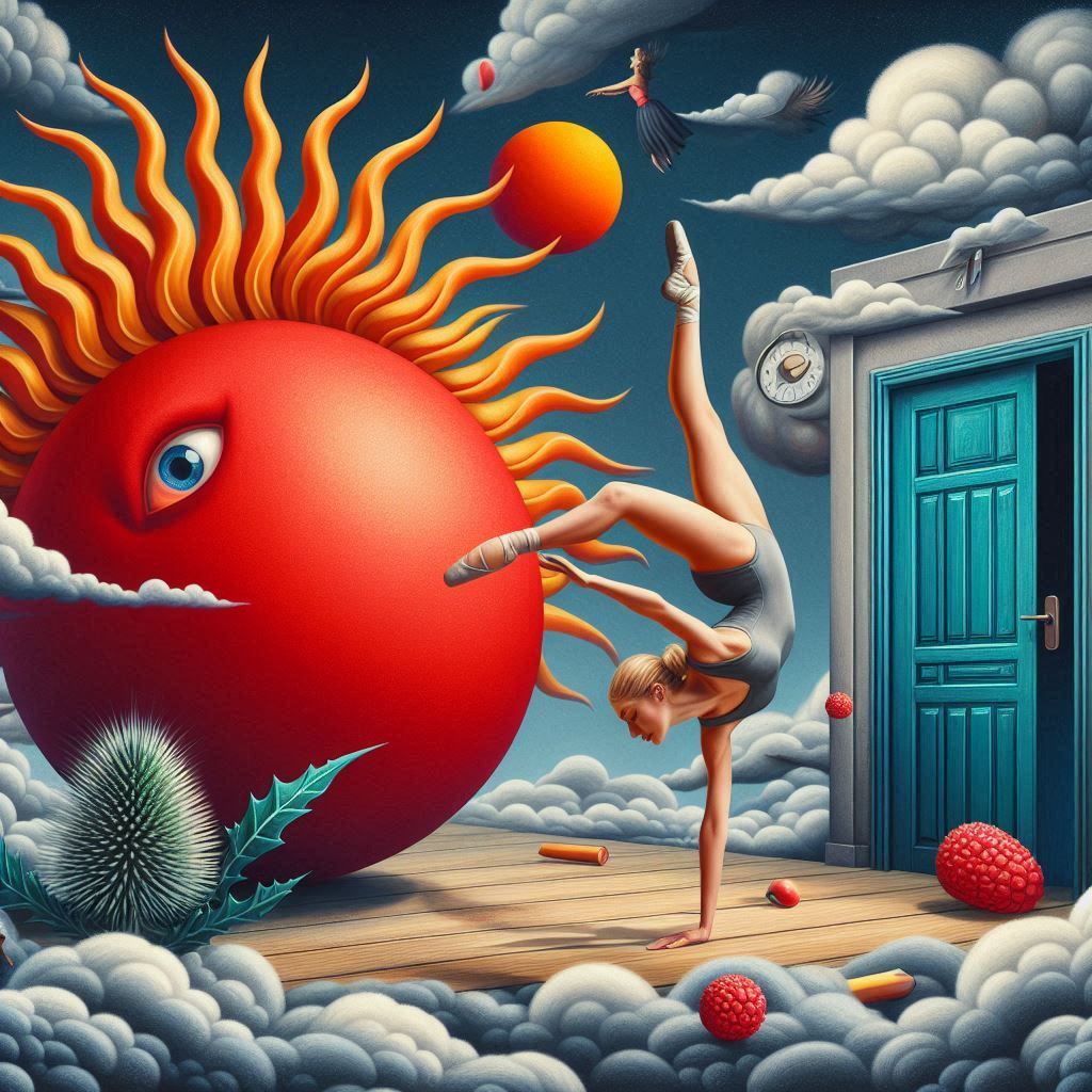 Red sun and thistles