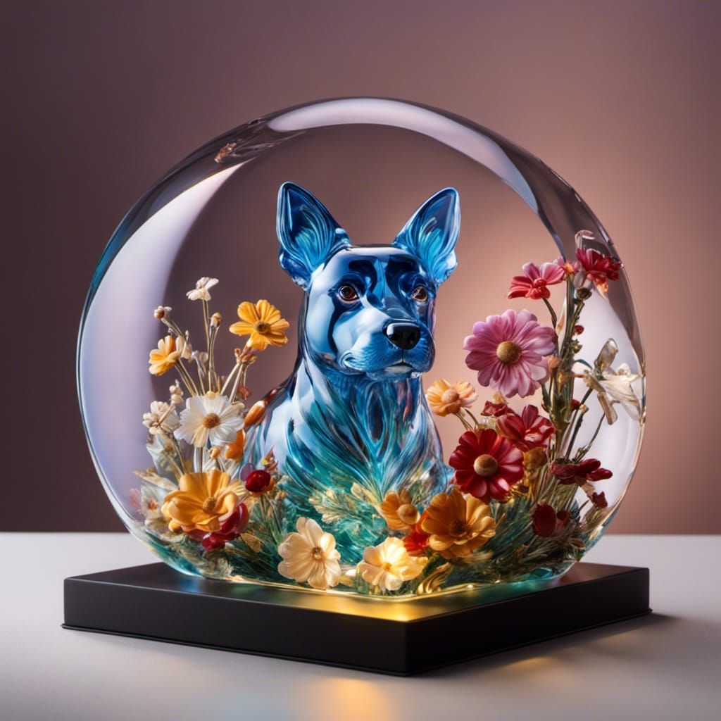 blown glass dog