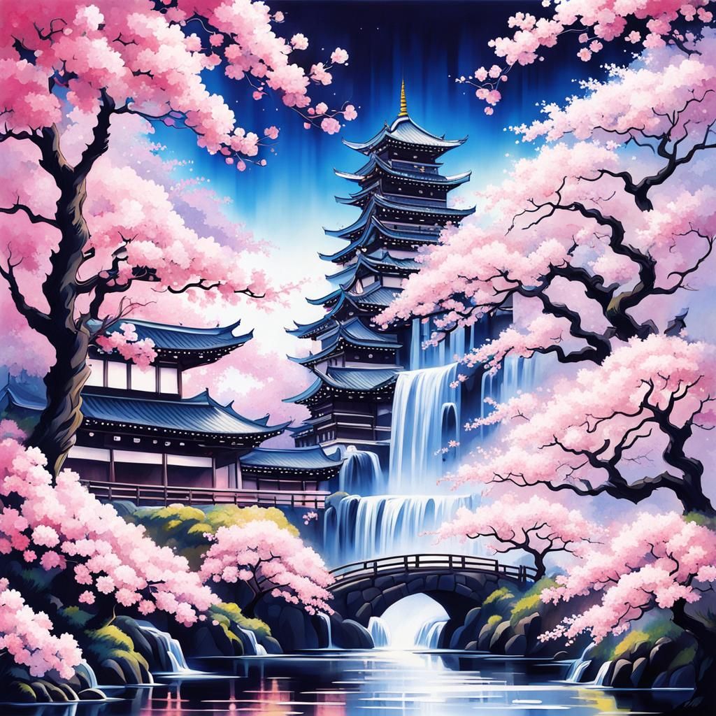 Cherry blossom Japanese Castle