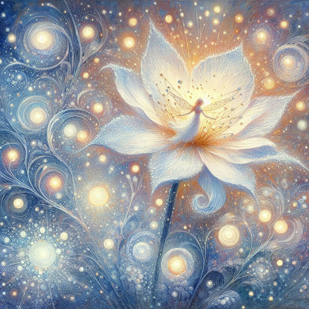 Fairy dancing in the heart of a flower