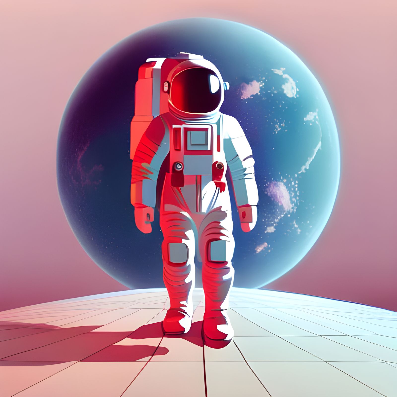 Astronaut in Retro Pixelated 3D Anime Style