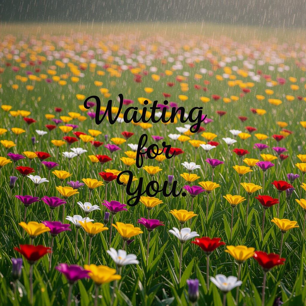 Field Rains Colorful Flowers With "Waiting For You" Inscript...