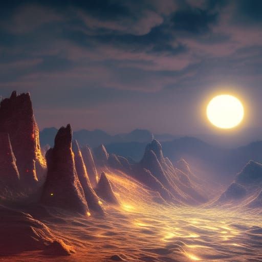 sunsetting on the moon