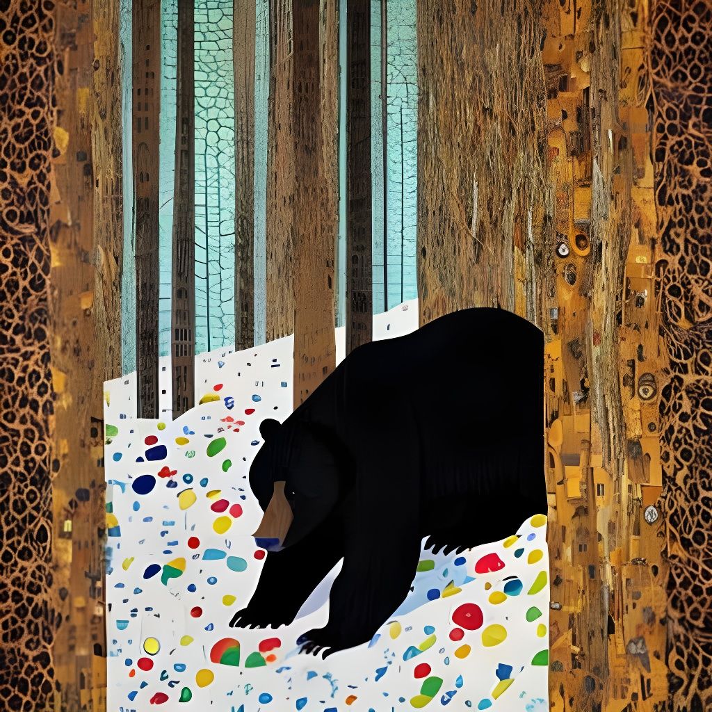 Bear in the first blooms of spring
